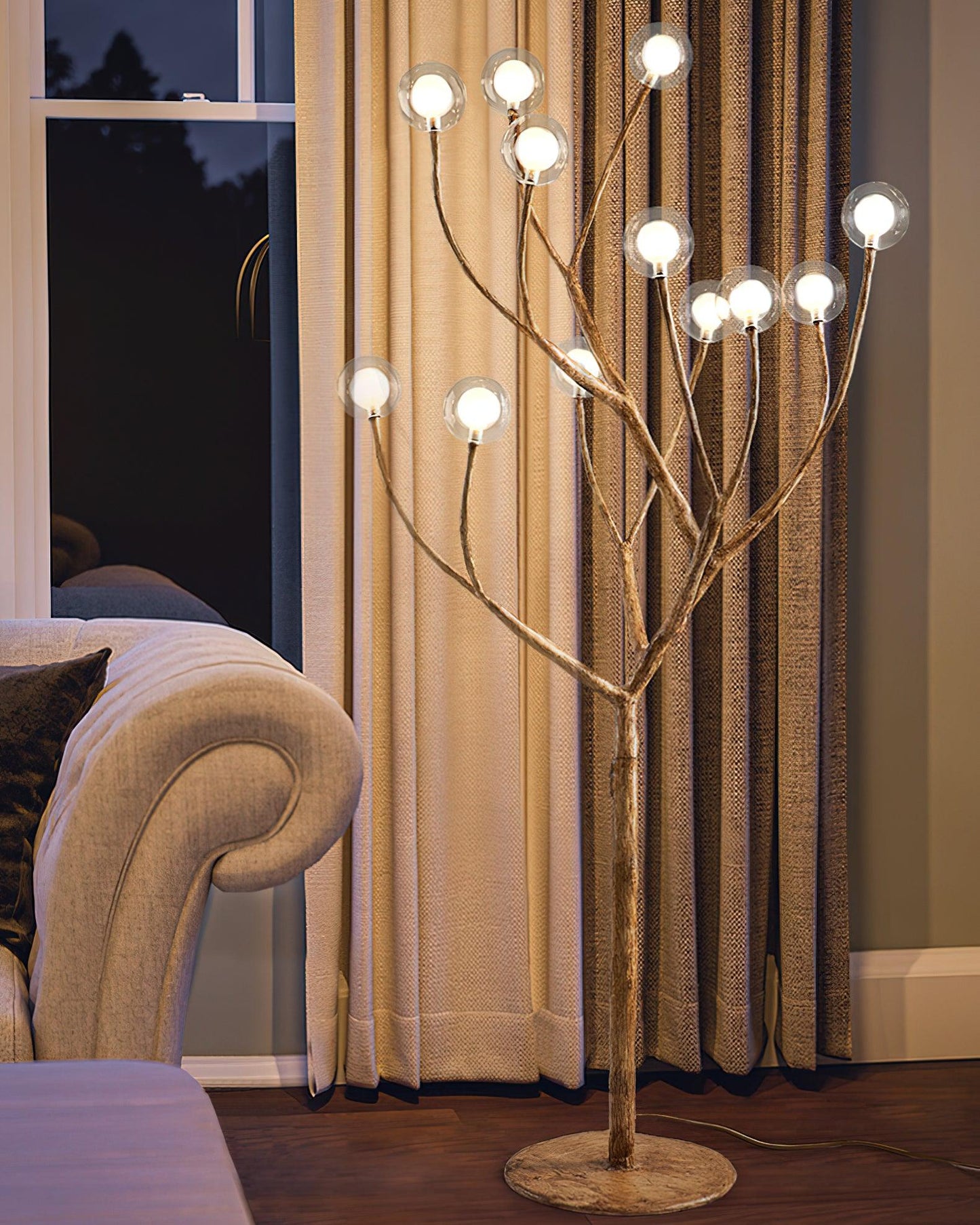Imitation Wood Floor Lamp with LED, Modern Design, Indoor Use