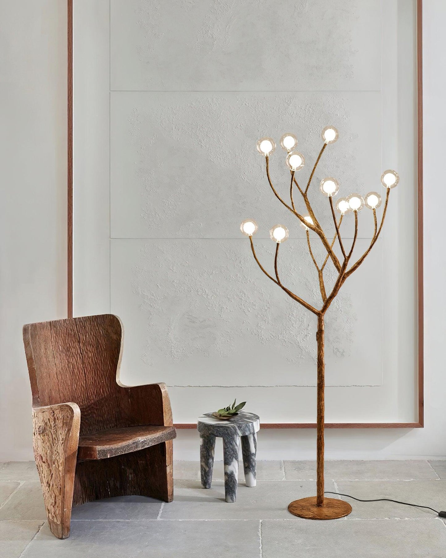 Imitation Wood Floor Lamp with LED, Modern Design, Indoor Use