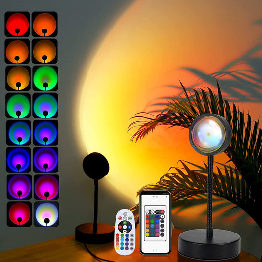 Sunset Lamp Projector - LED Table Lamp with 16 RGB Colors and 360° Rotation