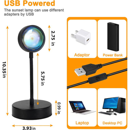 Sunset Lamp Projector - LED Table Lamp with 16 RGB Colors and 360° Rotation