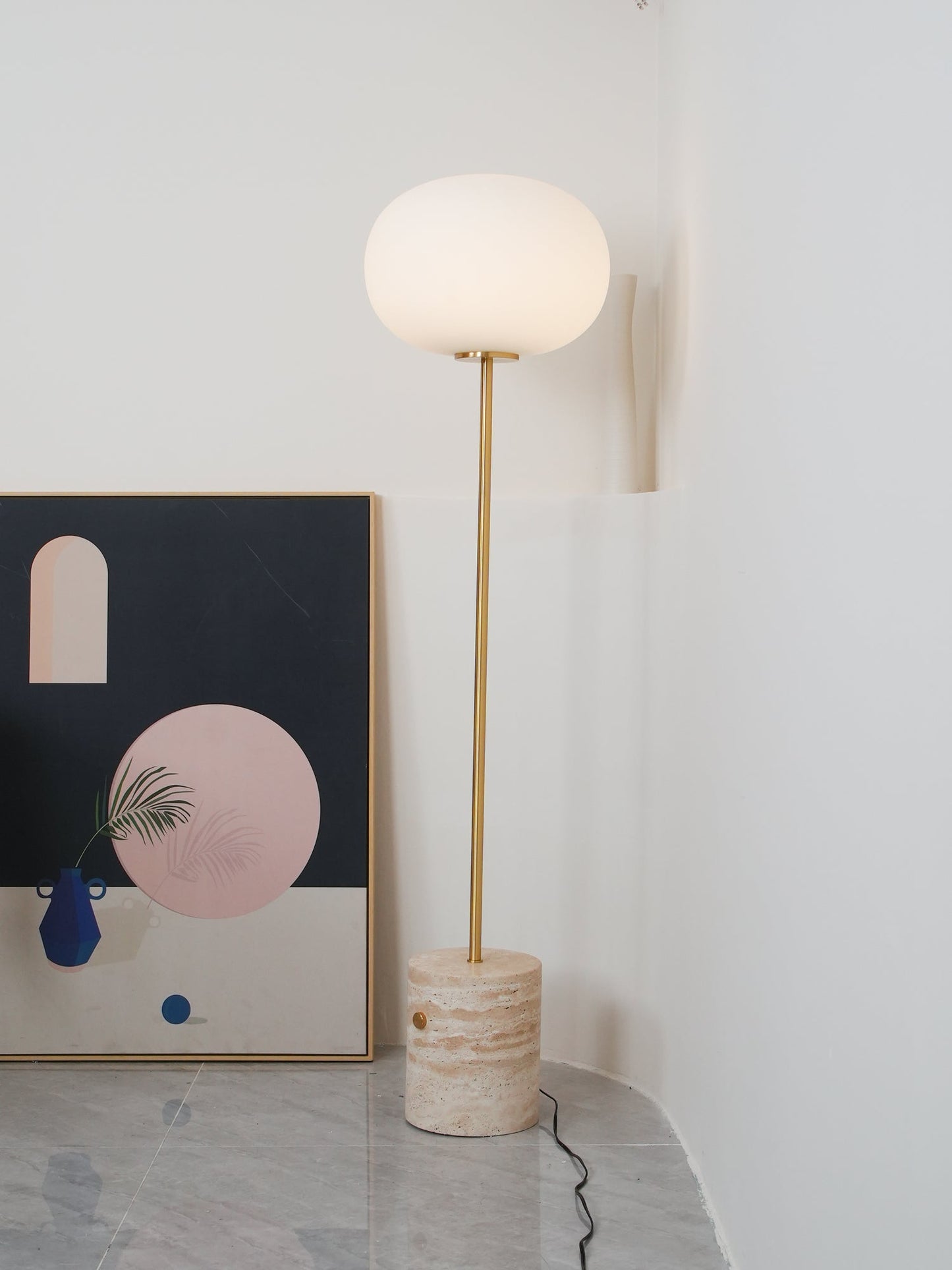 Jwda Floor Lamp with Marble Base and LED Light, Indoor