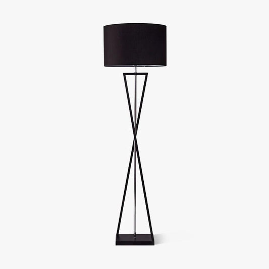Kaden Black Floor Lamp with Designer Drum Shade LED