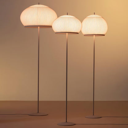 Lantern Knit Floor Lamp with Dimmable LED and Fabric Shade