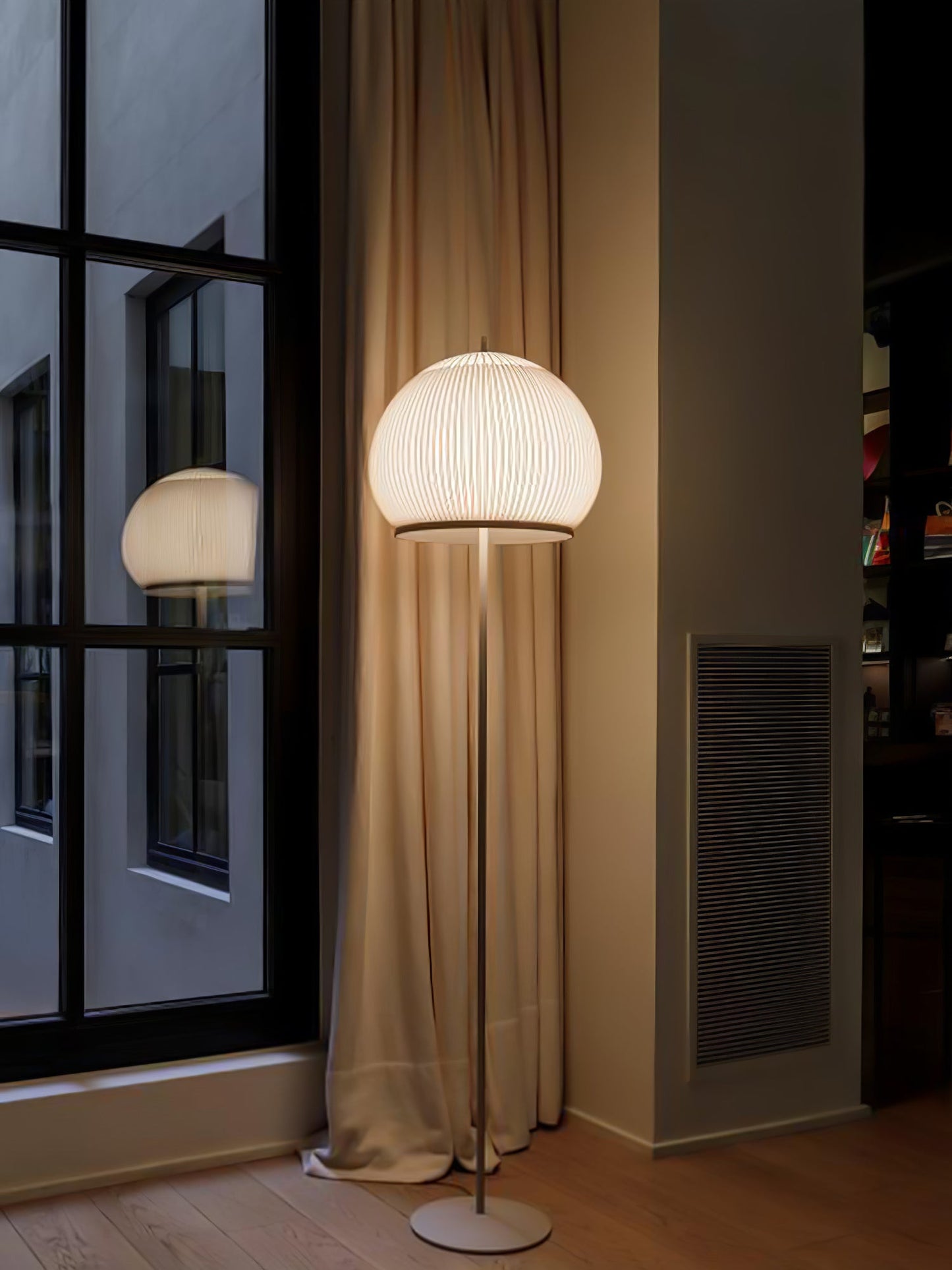 Lantern Knit Floor Lamp with Dimmable LED and Fabric Shade
