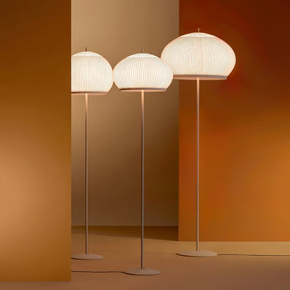 Lantern Knit Floor Lamp with Dimmable LED and Fabric Shade