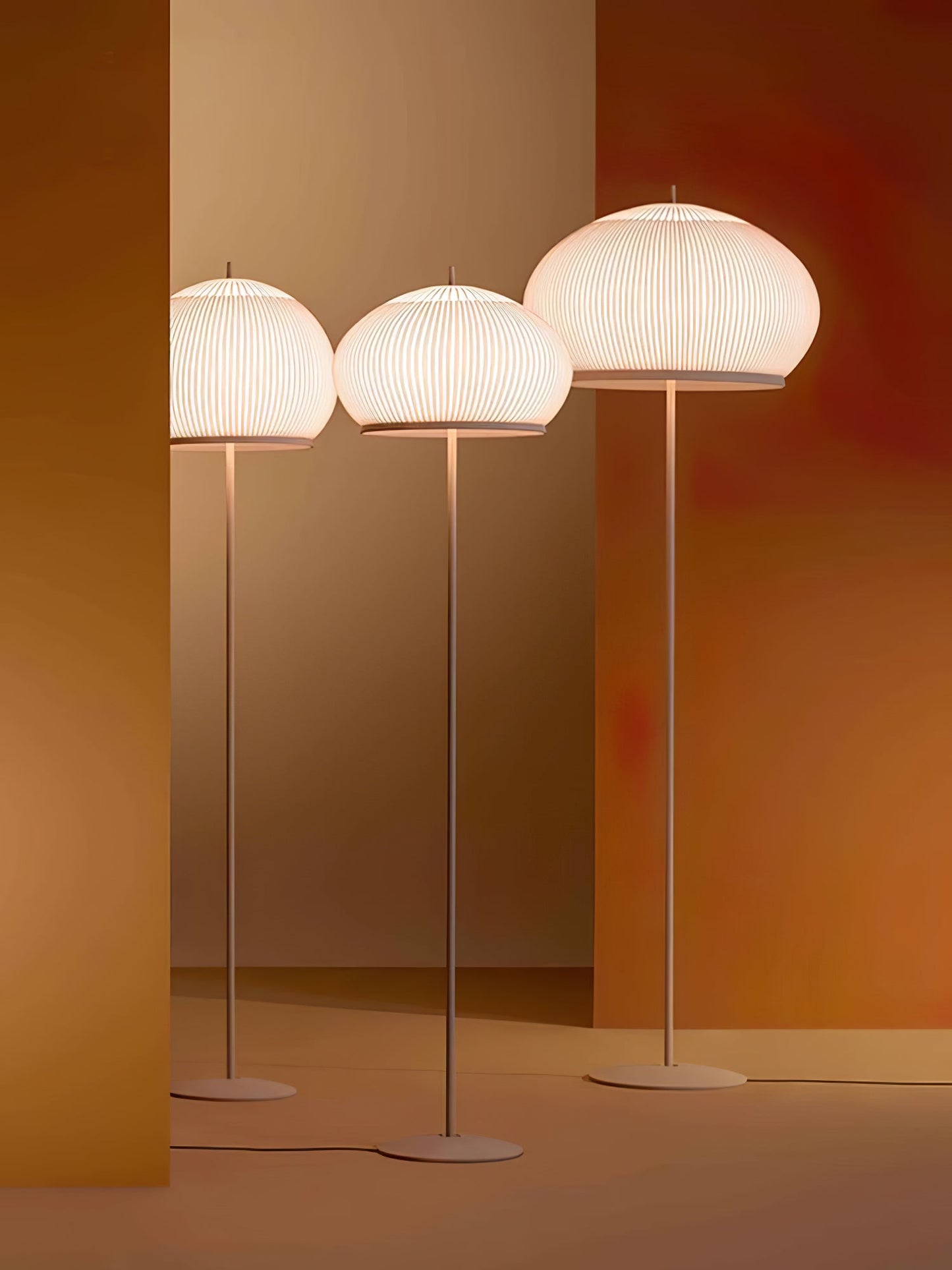 Lantern Knit Floor Lamp with Dimmable LED and Fabric Shade