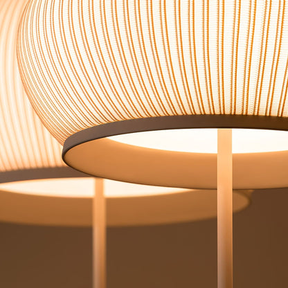 Lantern Knit Floor Lamp with Dimmable LED and Fabric Shade