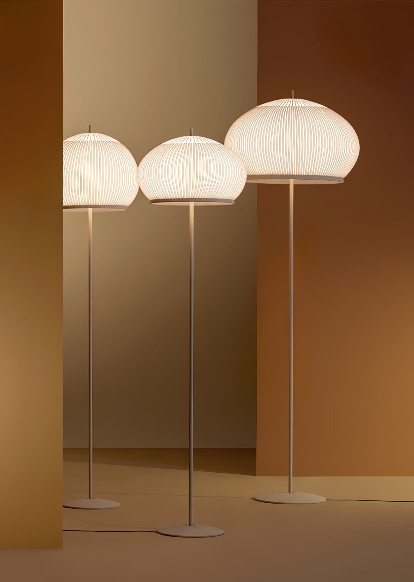 Lantern Knit Floor Lamp with Dimmable LED and Fabric Shade
