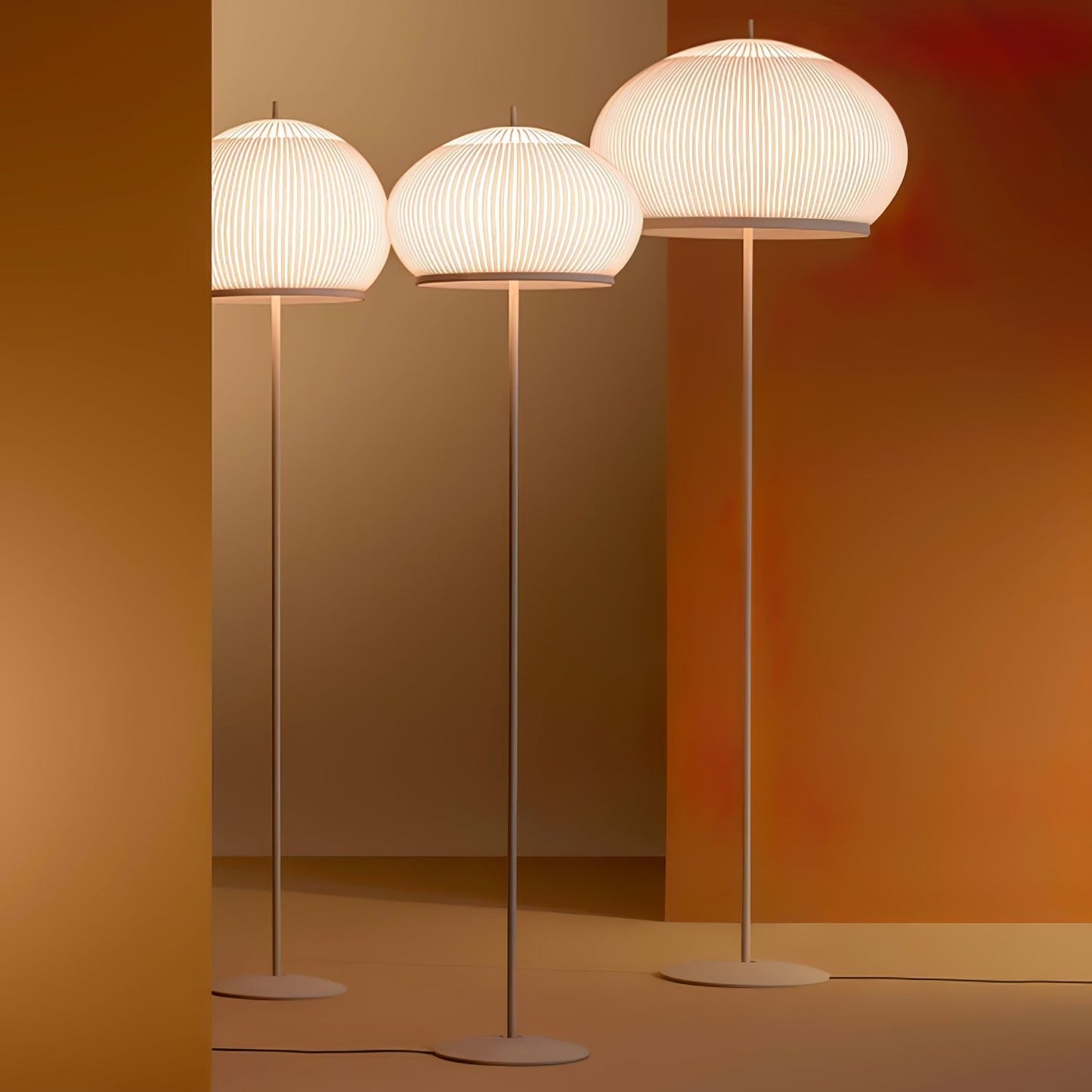 Lantern Knit Floor Lamp with Dimmable LED and Fabric Shade