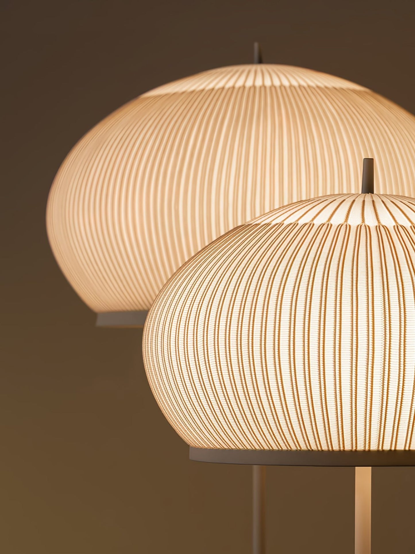 Lantern Knit Floor Lamp with Dimmable LED and Fabric Shade