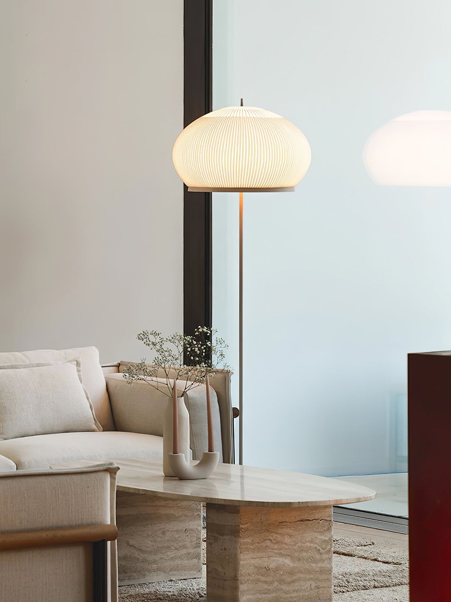 Lantern Knit Floor Lamp with Dimmable LED and Fabric Shade
