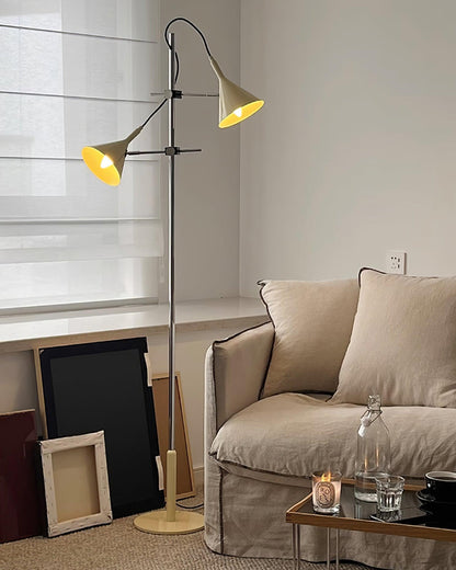 Laiton Floor Lamp LED Adjustable Chrome Beige Shade