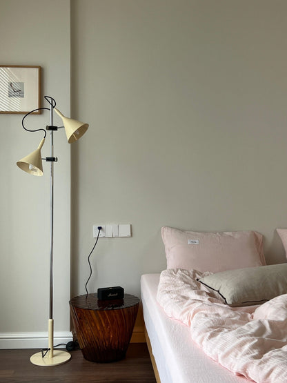 Laiton Floor Lamp LED Adjustable Chrome Beige Shade