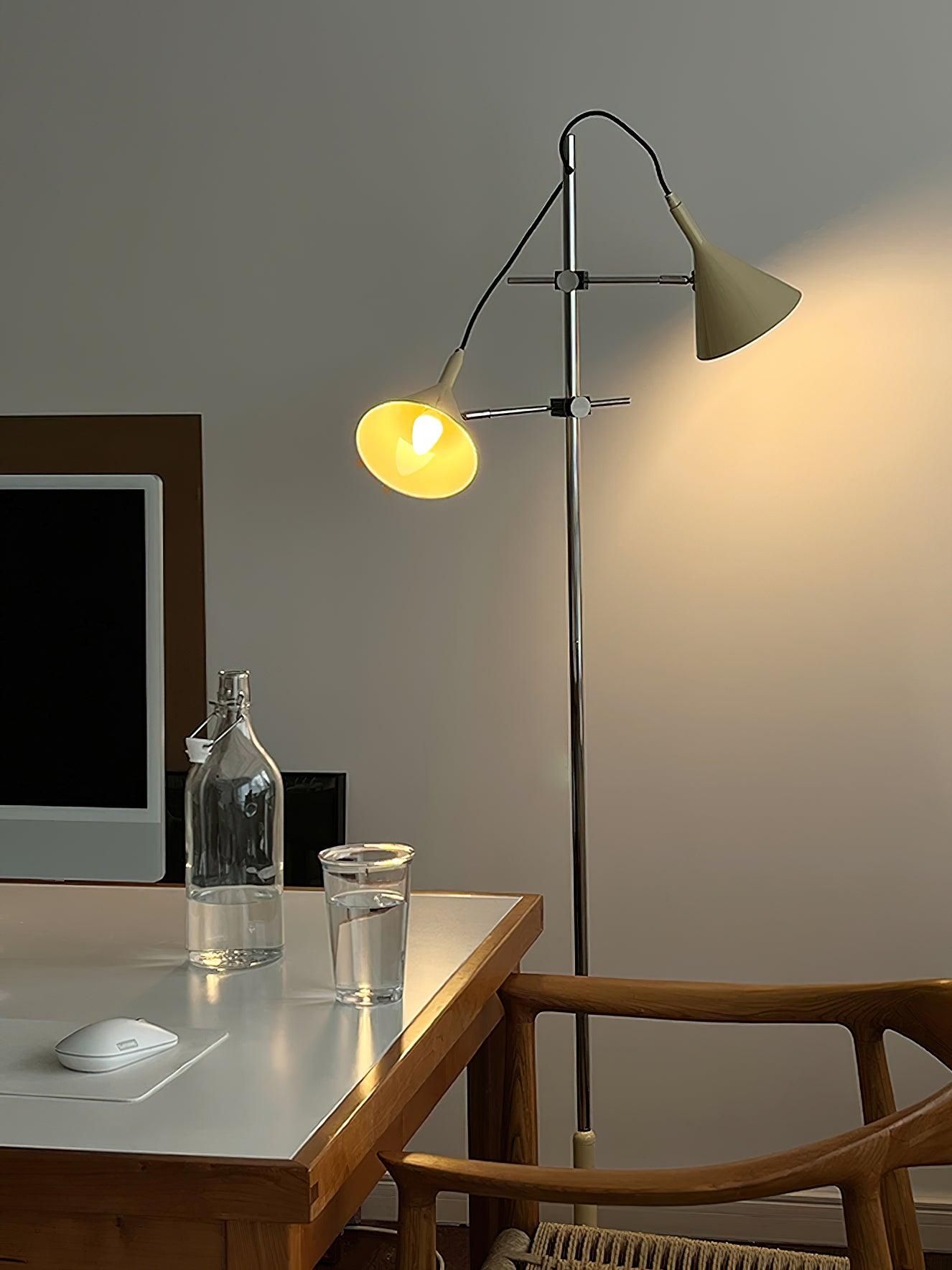 Laiton Floor Lamp LED Adjustable Chrome Beige Shade