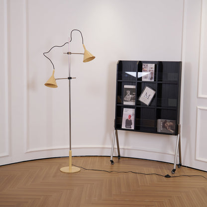 Laiton Floor Lamp LED Adjustable Chrome Beige Shade