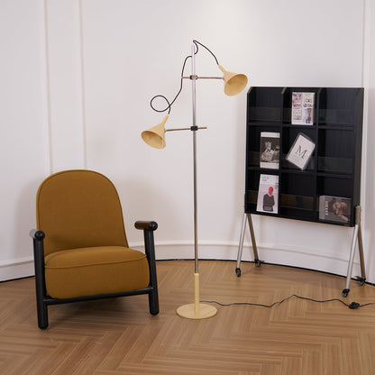 Laiton Floor Lamp LED Adjustable Chrome Beige Shade