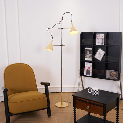 Laiton Floor Lamp LED Adjustable Chrome Beige Shade
