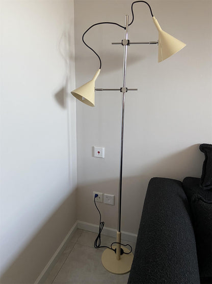 Laiton Floor Lamp LED Adjustable Chrome Beige Shade