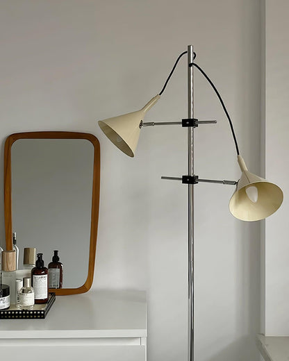 Laiton Floor Lamp LED Adjustable Chrome Beige Shade