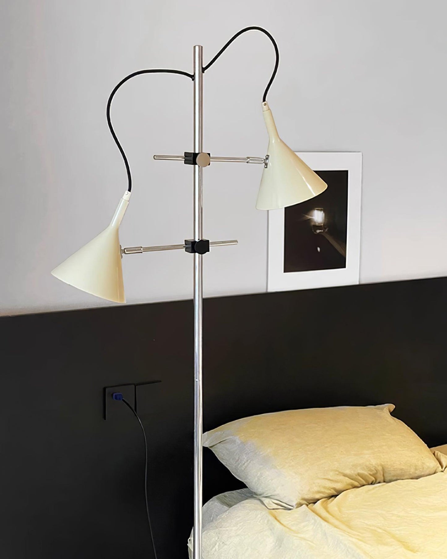 Laiton Floor Lamp LED Adjustable Chrome Beige Shade
