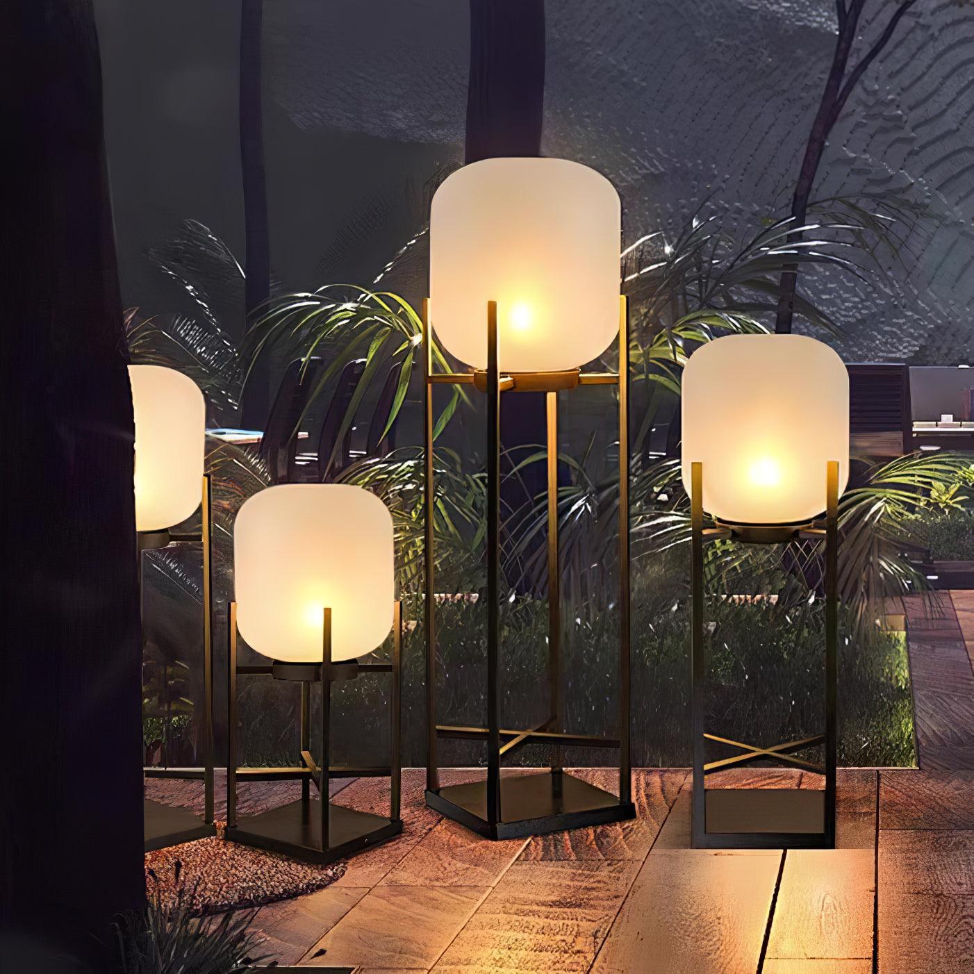 Solar Floor Lamp Lantern for Outdoors - Waterproof LED Light