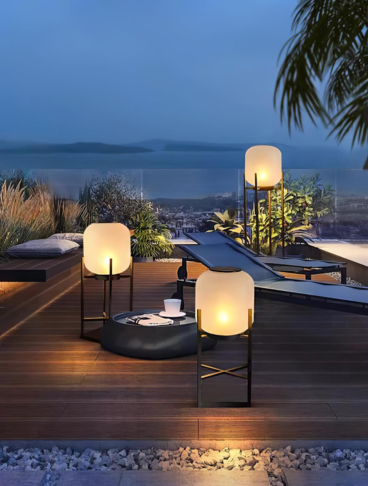 Solar Floor Lamp Lantern for Outdoors - Waterproof LED Light