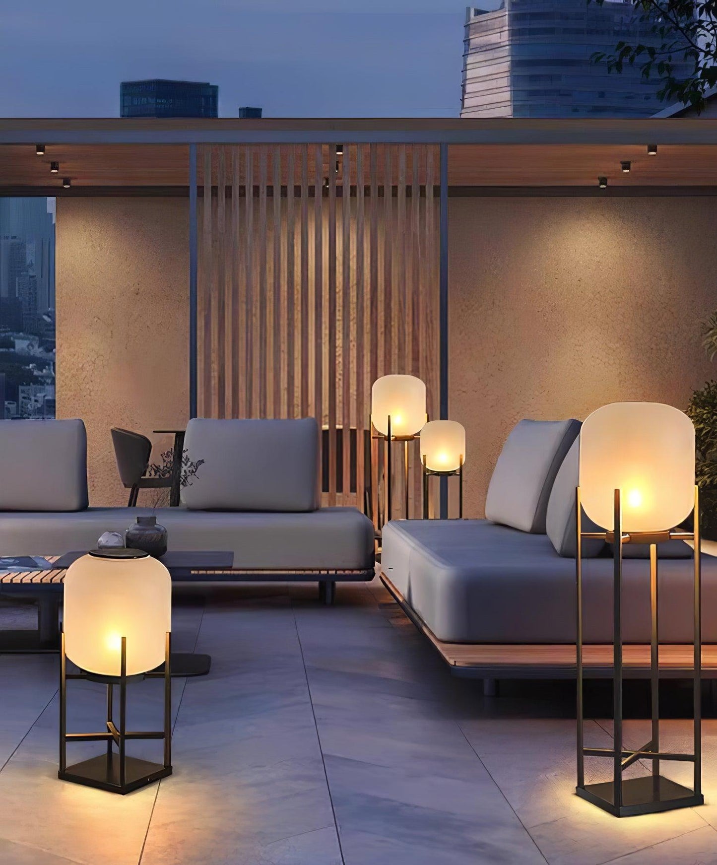 Solar Floor Lamp Lantern for Outdoors - Waterproof LED Light