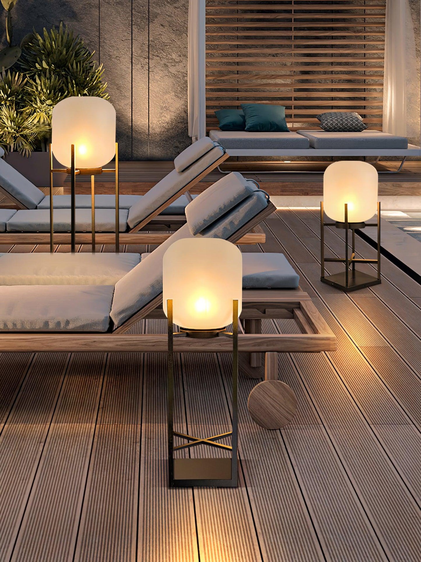 Solar Floor Lamp Lantern for Outdoors - Waterproof LED Light