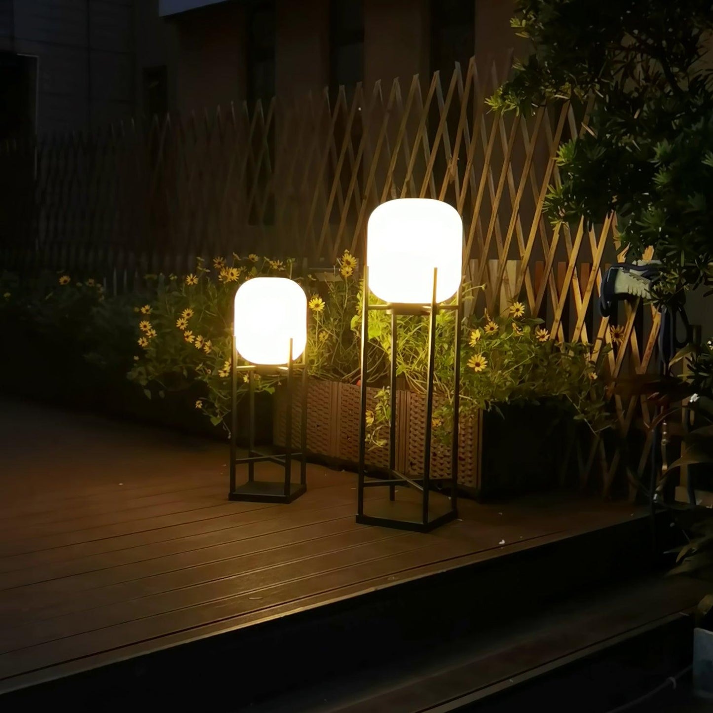 Solar Floor Lamp Lantern for Outdoors - Waterproof LED Light