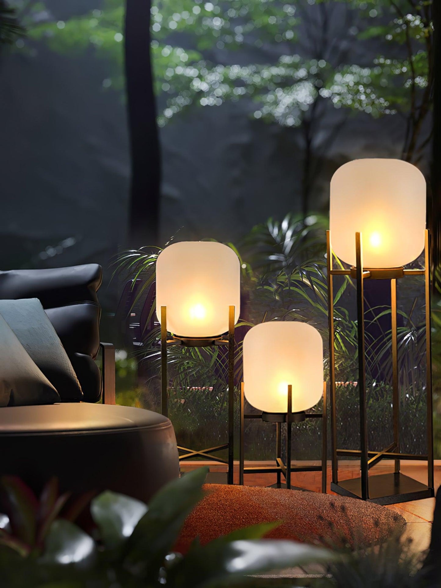 Solar Floor Lamp Lantern for Outdoors - Waterproof LED Light