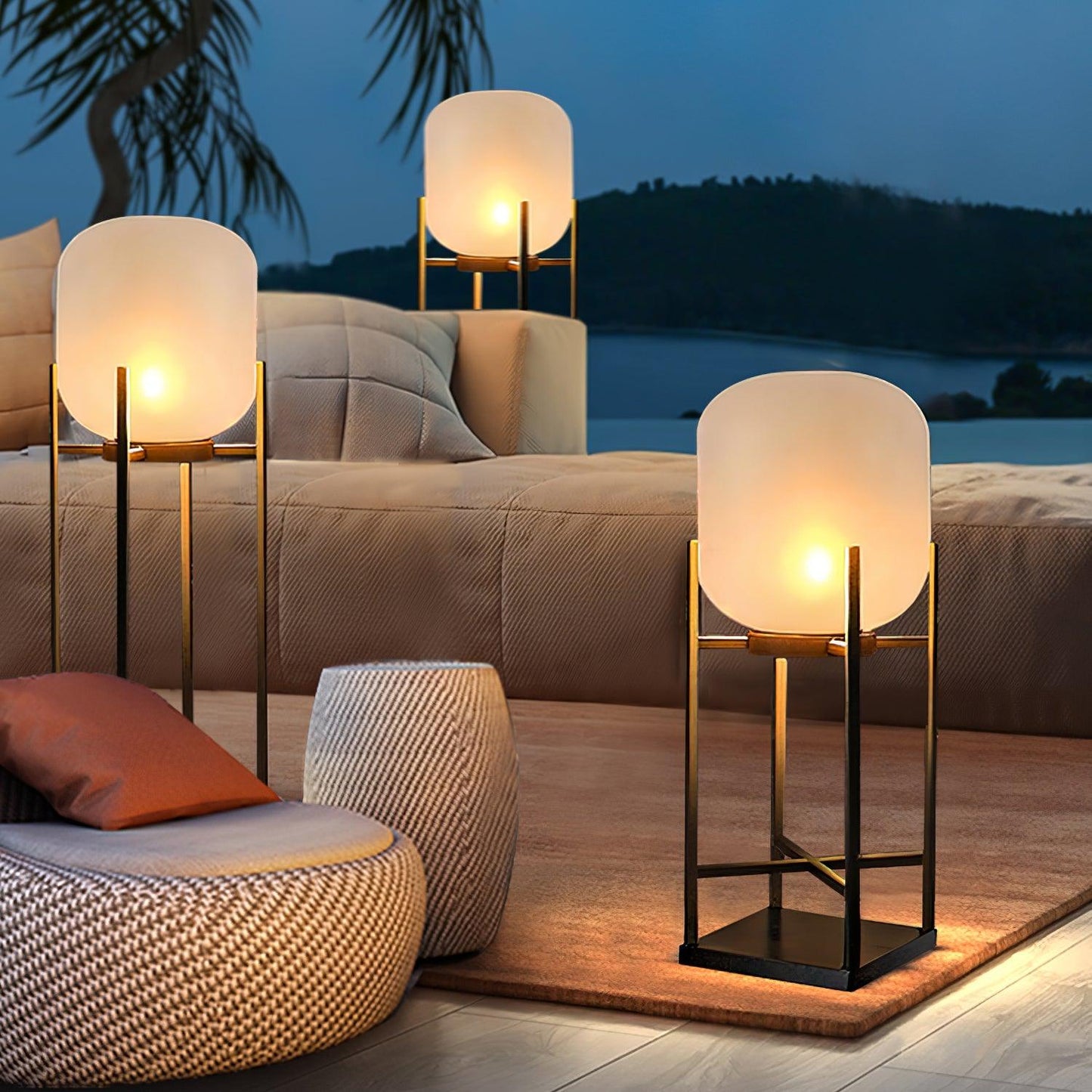 Solar Floor Lamp Lantern for Outdoors - Waterproof LED Light