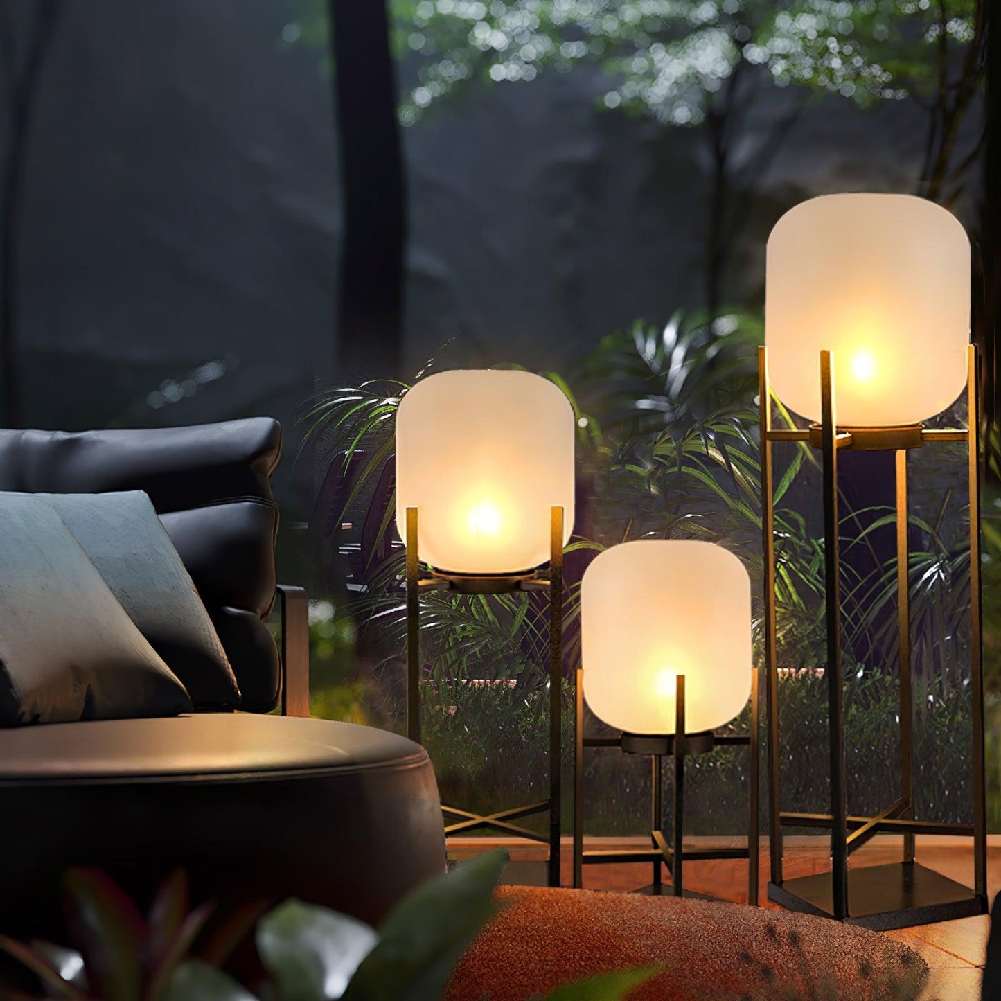 Solar Floor Lamp Lantern for Outdoors - Waterproof LED Light
