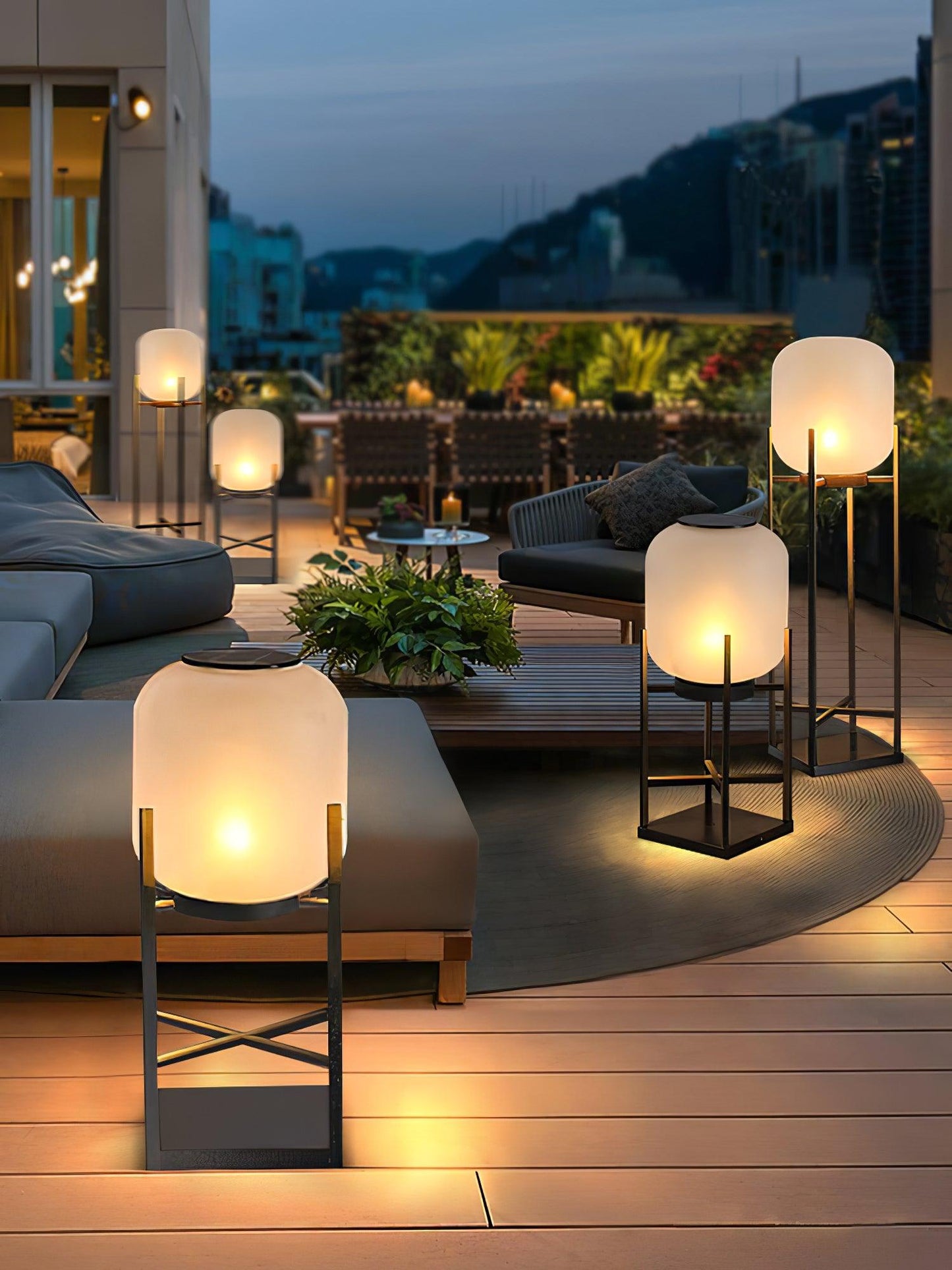 Solar Floor Lamp Lantern for Outdoors - Waterproof LED Light