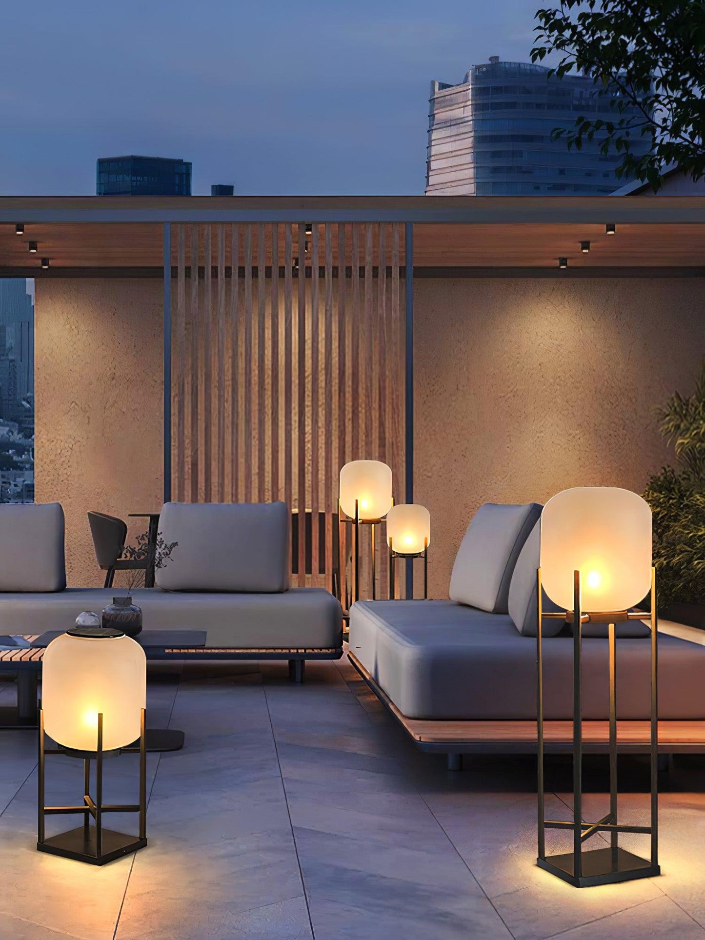 Solar Floor Lamp Lantern for Outdoors - Waterproof LED Light