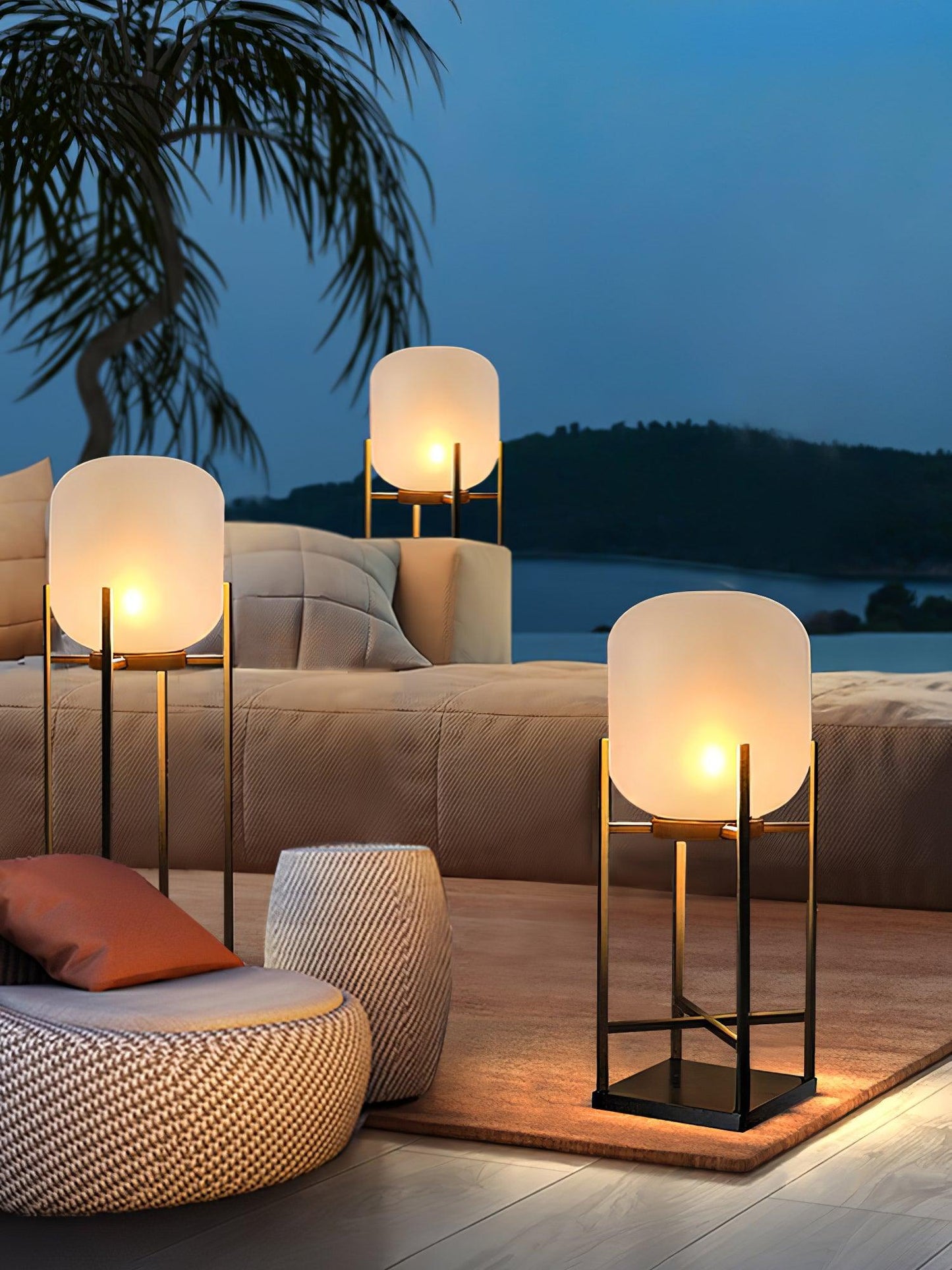 Solar Floor Lamp Lantern for Outdoors - Waterproof LED Light