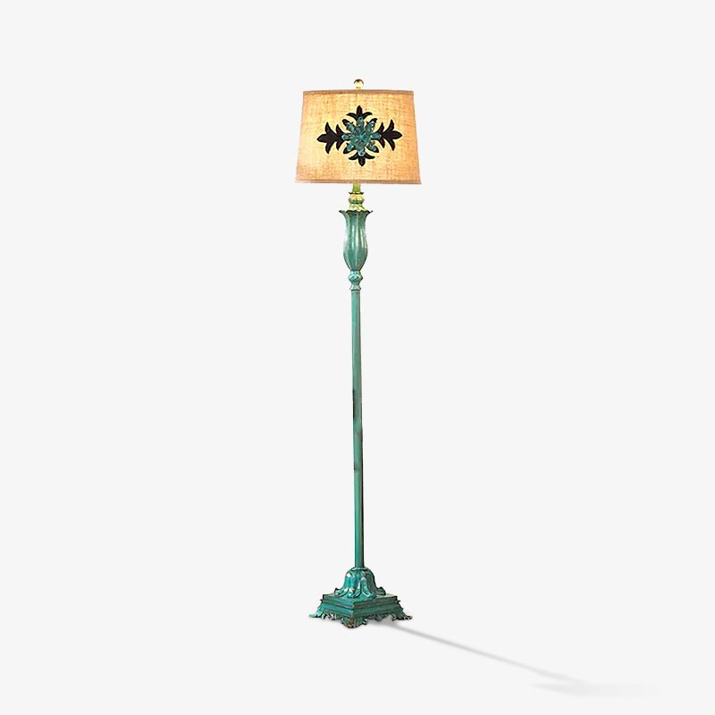 Lark Floor Lamp with Taupe Bell Shade - Vintage Resin Design