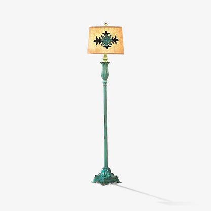 Lark Floor Lamp with Taupe Bell Shade - Vintage Resin Design