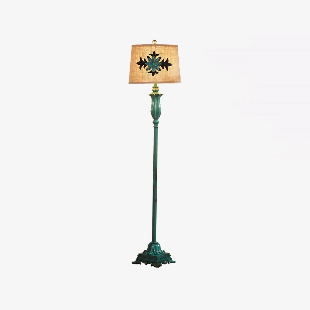 Lark Floor Lamp with Taupe Bell Shade - Vintage Resin Design