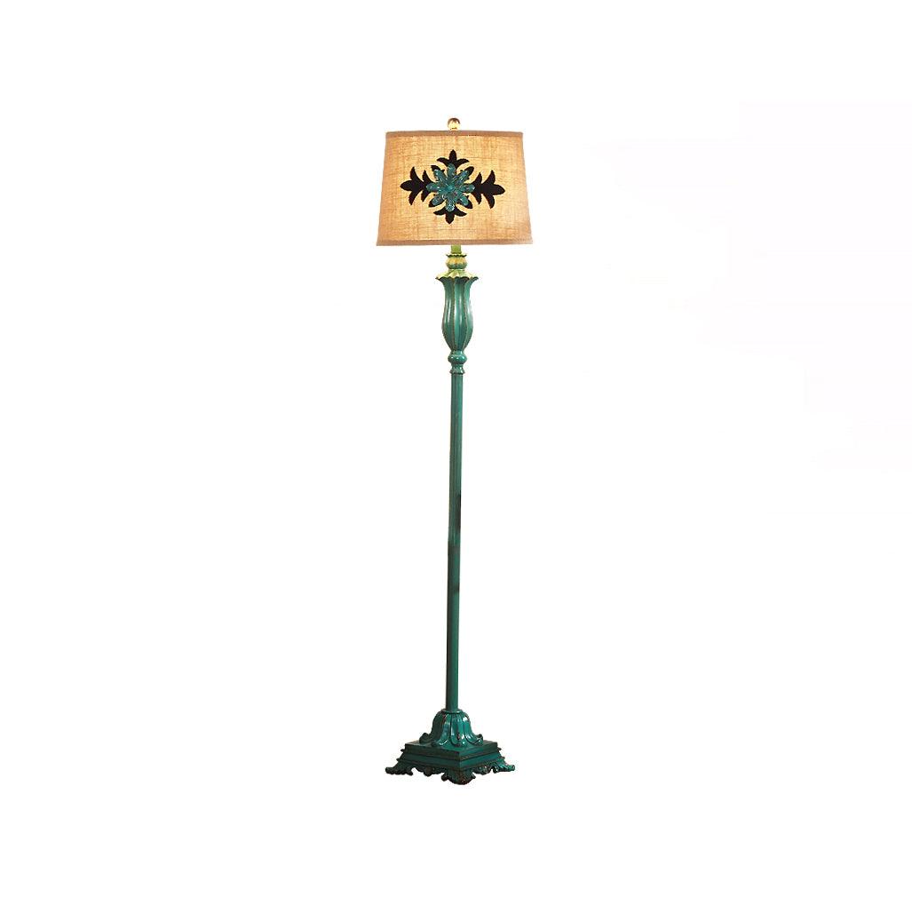 Lark Floor Lamp with Taupe Bell Shade - Vintage Resin Design