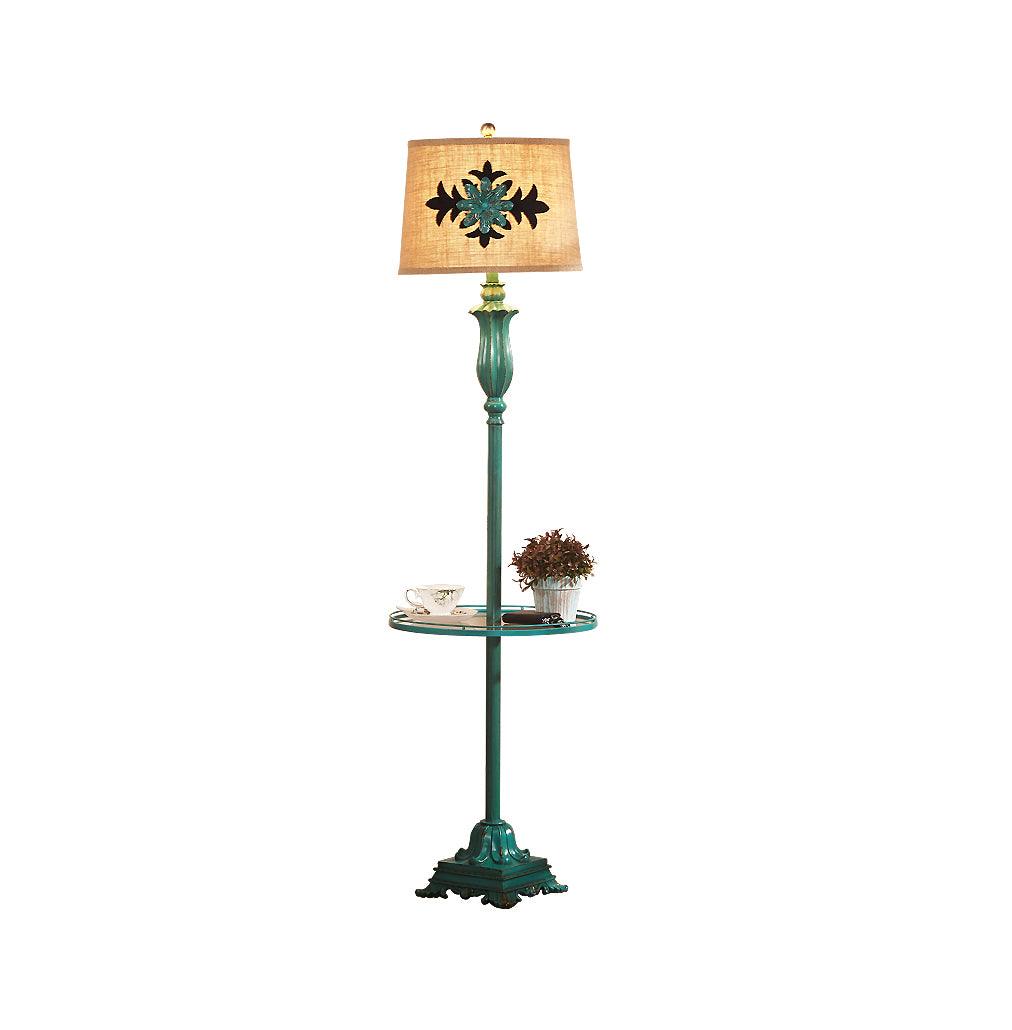 Lark Floor Lamp with Taupe Bell Shade - Vintage Resin Design