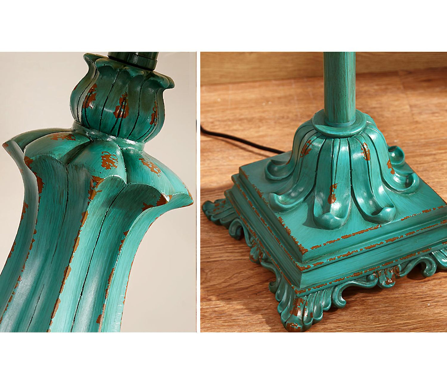 Lark Floor Lamp with Taupe Bell Shade - Vintage Resin Design