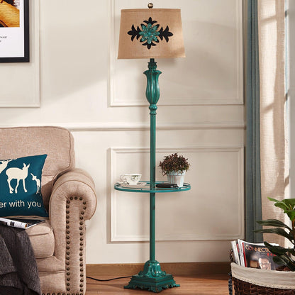 Lark Floor Lamp with Taupe Bell Shade - Vintage Resin Design