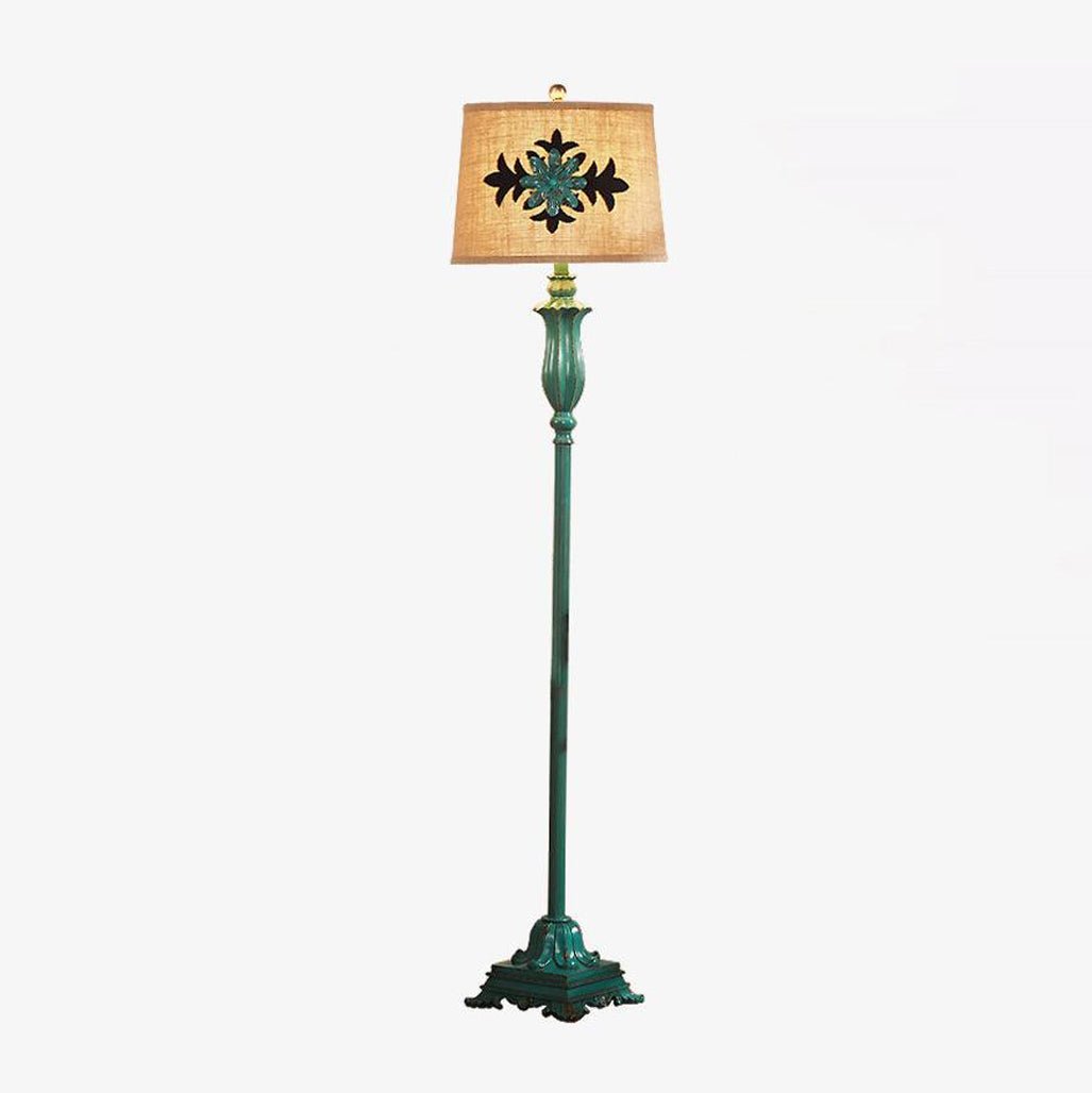 Lark Floor Lamp with Taupe Bell Shade - Vintage Resin Design