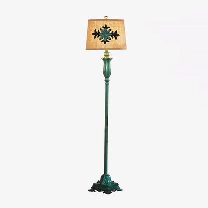 Lark Floor Lamp with Taupe Bell Shade - Vintage Resin Design