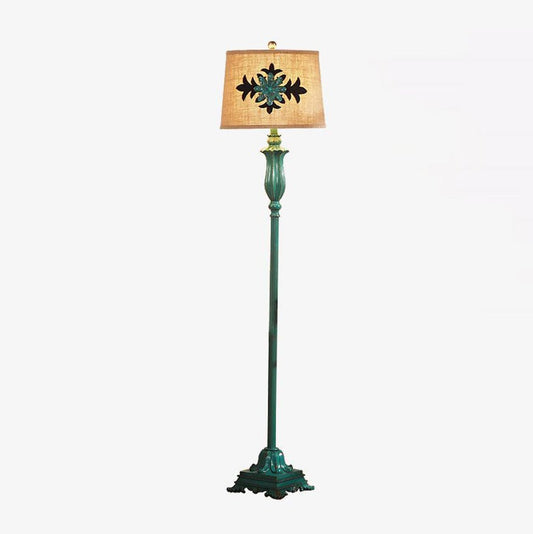 Lark Floor Lamp with Taupe Bell Shade - Vintage Resin Design