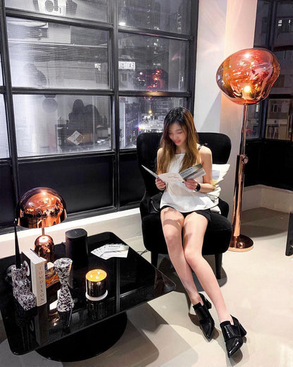 Lava Art Floor Lamp with LED, Dimmable, Copper Finish