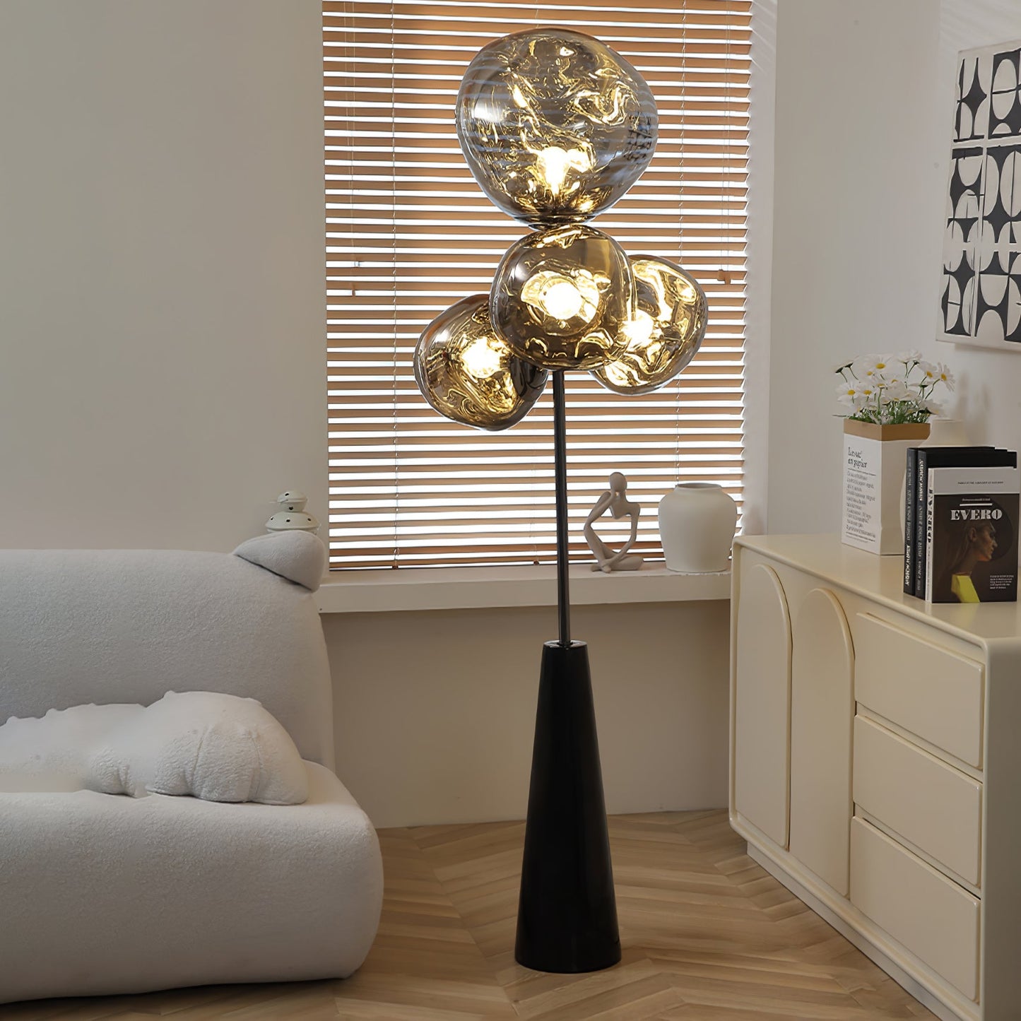 Lava Column Floor Lamp LED Indoor Lighting Chrome Black