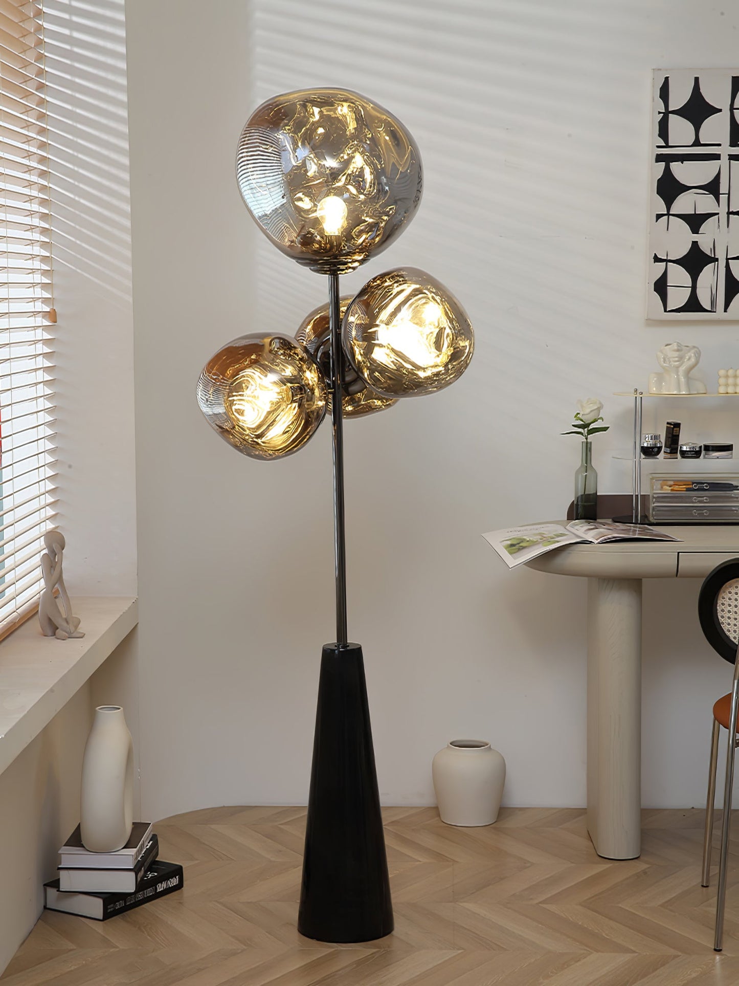 Lava Column Floor Lamp LED Indoor Lighting Chrome Black