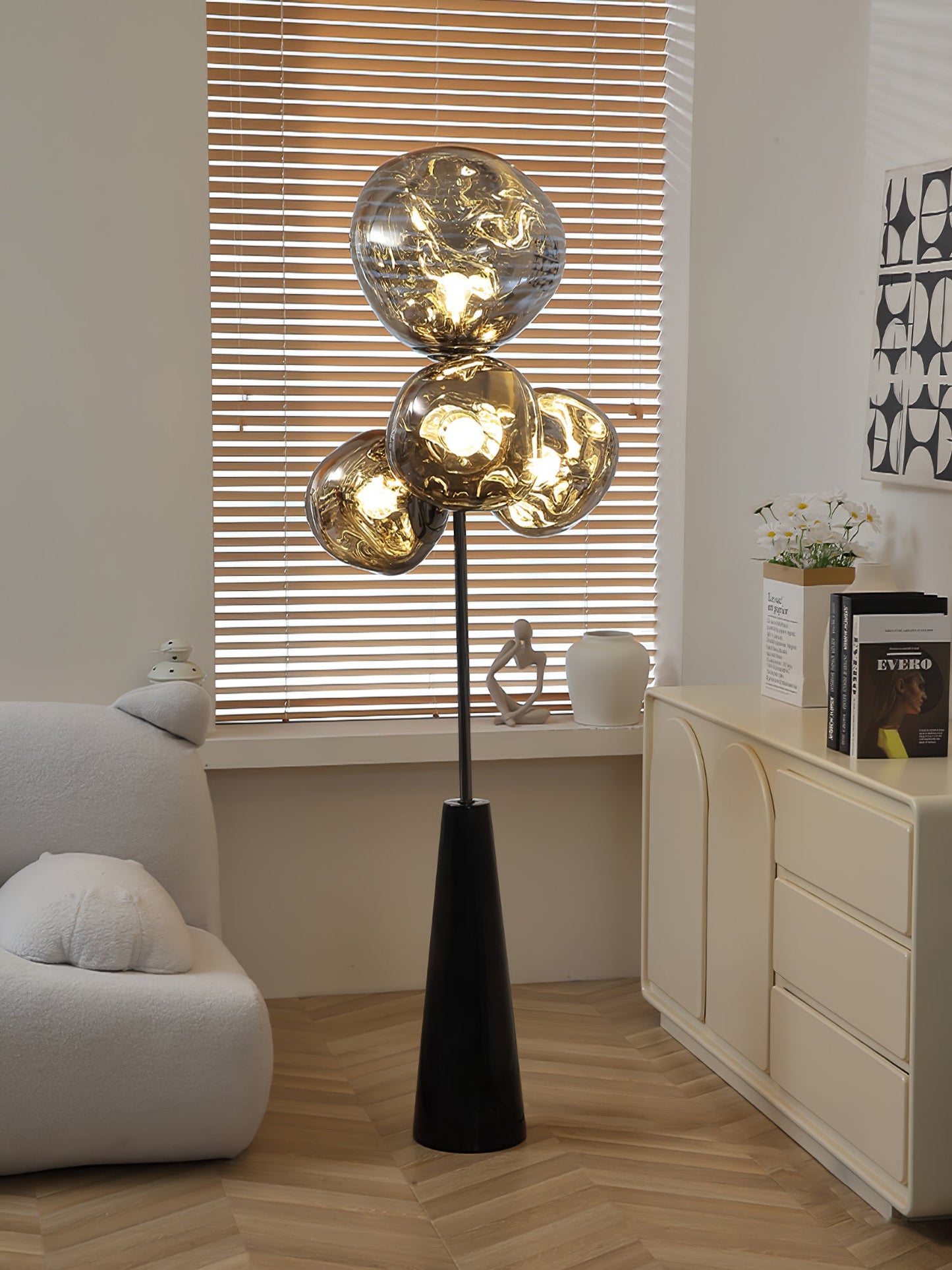 Lava Column Floor Lamp LED Indoor Lighting Chrome Black
