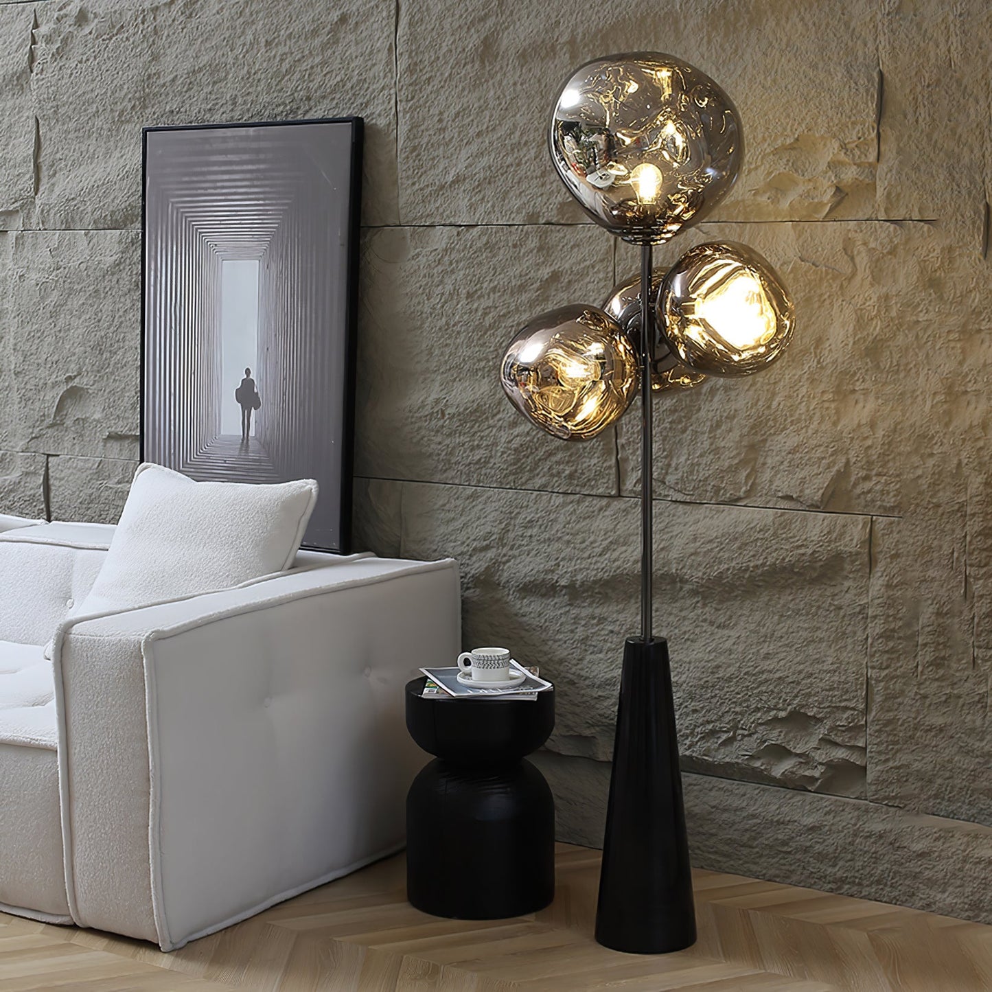 Lava Column Floor Lamp LED Indoor Lighting Chrome Black